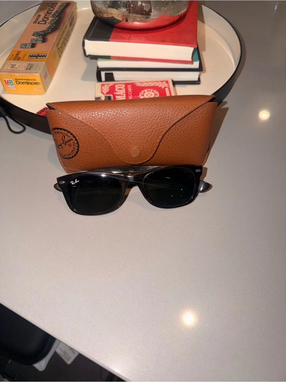 Ray-Ban new wayfarer in tortoise Sunglasses with Brown Leather Case